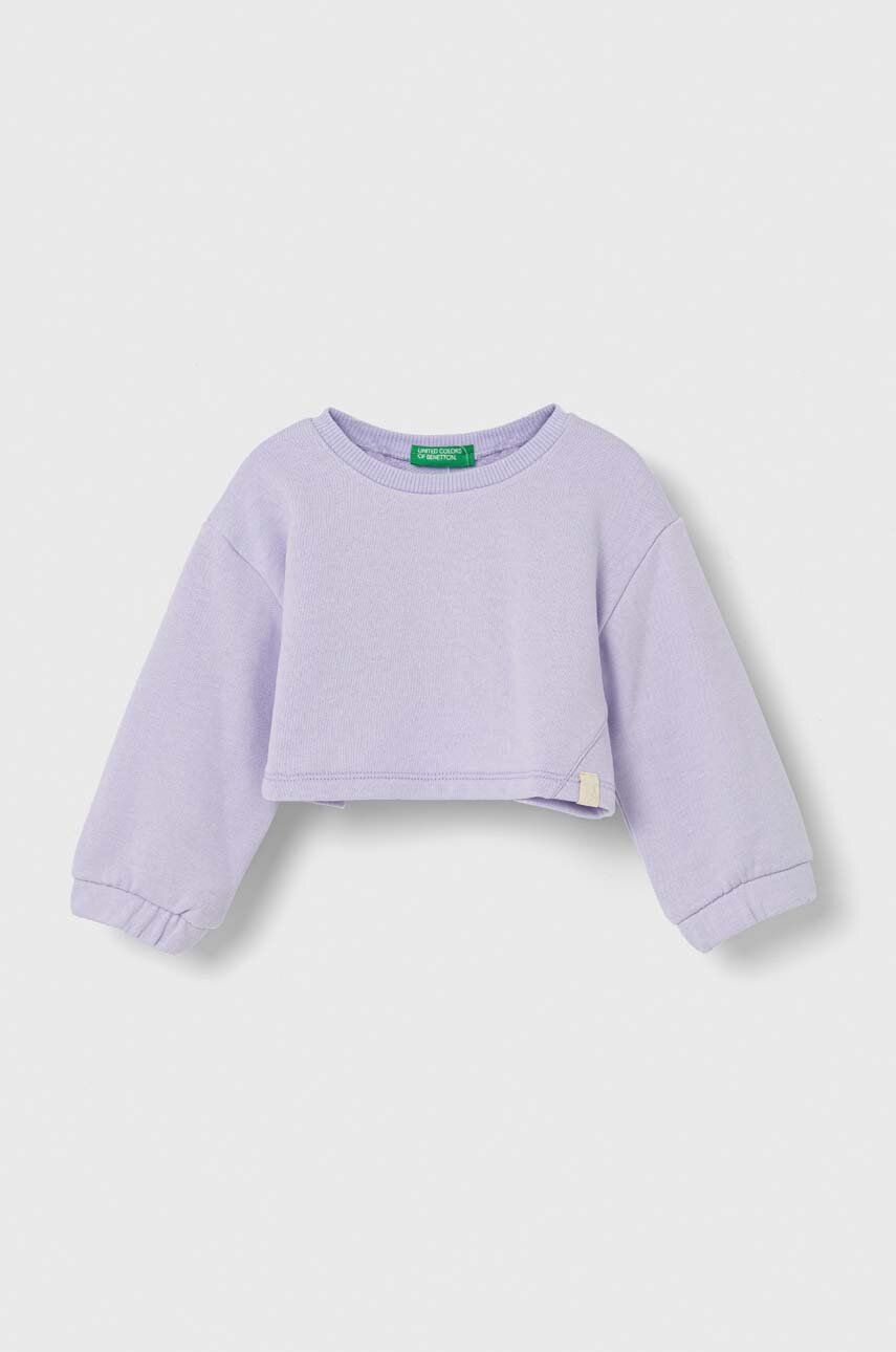 Dětská mikina United Colors of Benetton fialová barva, hladká