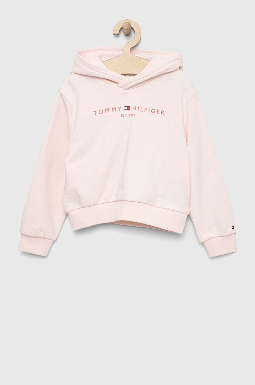 

Детски суичър Tommy Hilfiger в розово с качулка с принт, Розов