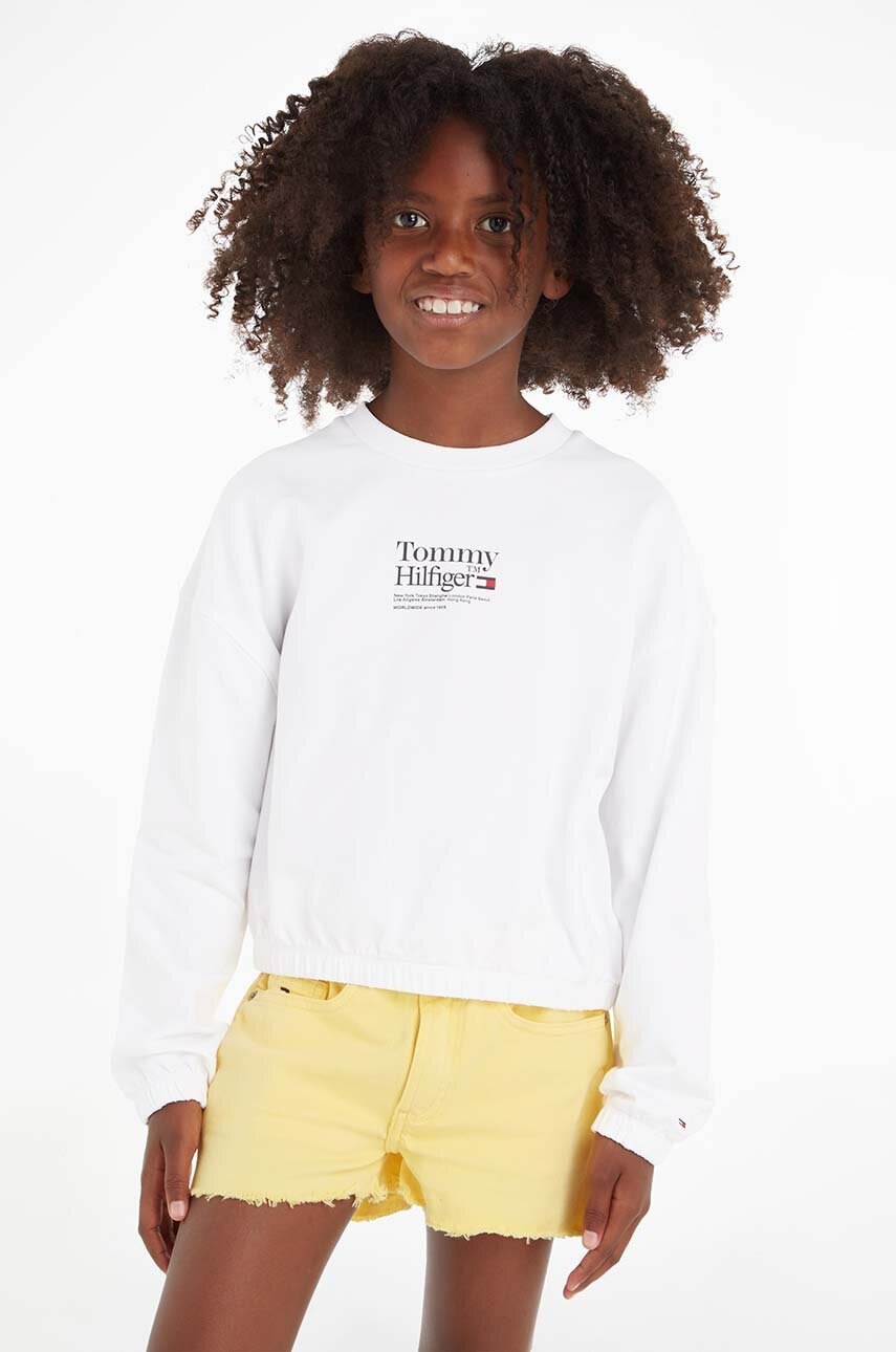 

Детски суичър Tommy Hilfiger в бяло с принт, Бял