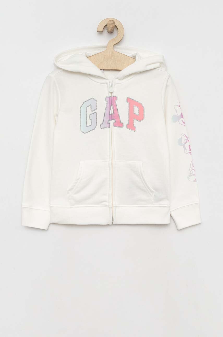 

Детски суичър GAP x Disney в бяло с качулка с принт, Бял