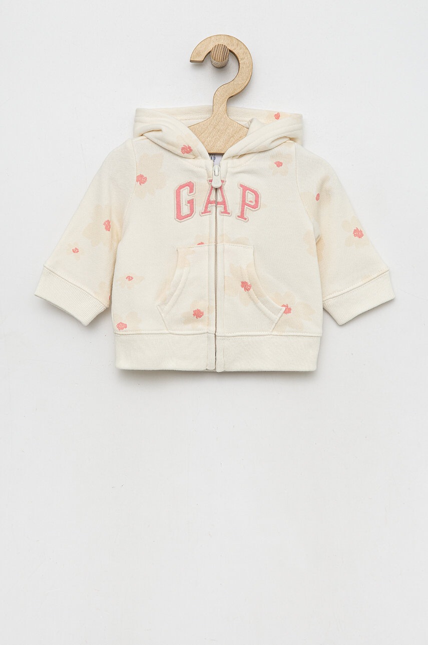 

Детски суичър GAP в бежово с качулка с десен, Бежов