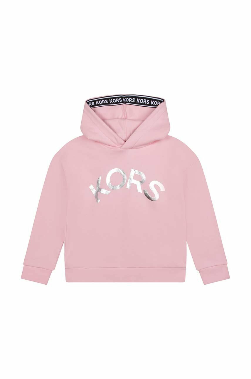 

Детская кофта Michael Kors цвет розовый с капюшоном с принтом