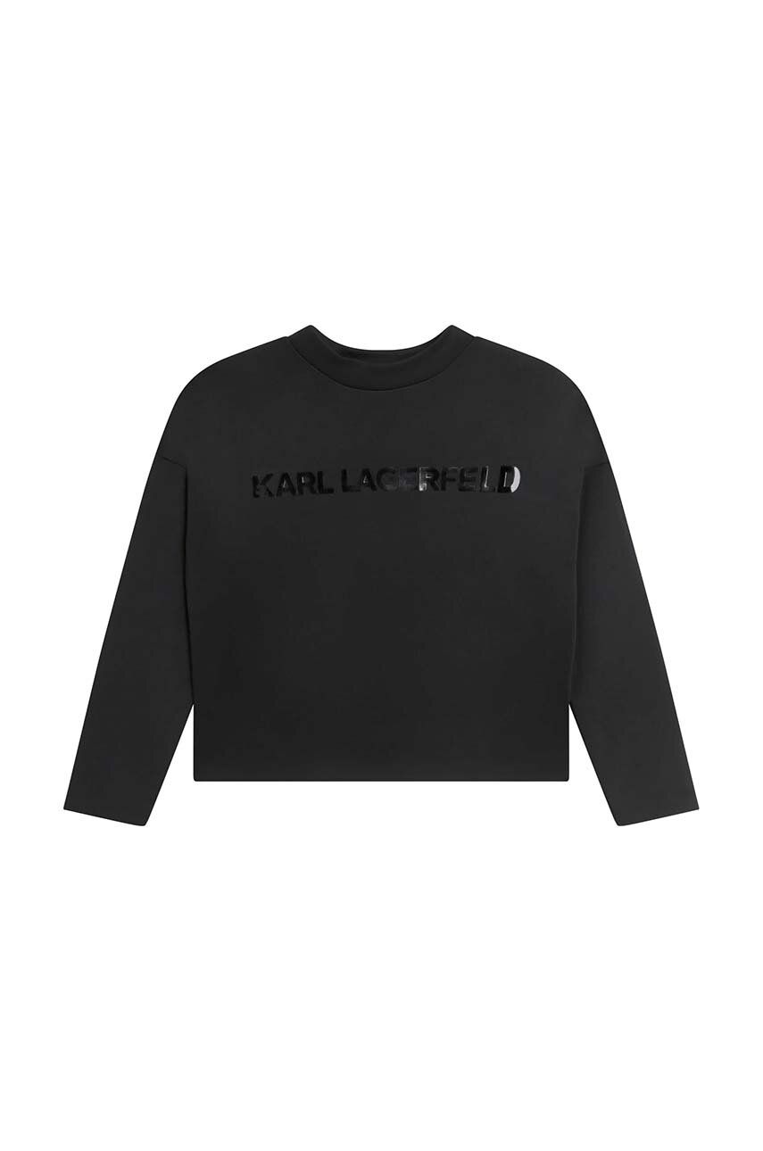 Dětská mikina Karl Lagerfeld černá barva, s potiskem - černá -  95 % Polyester