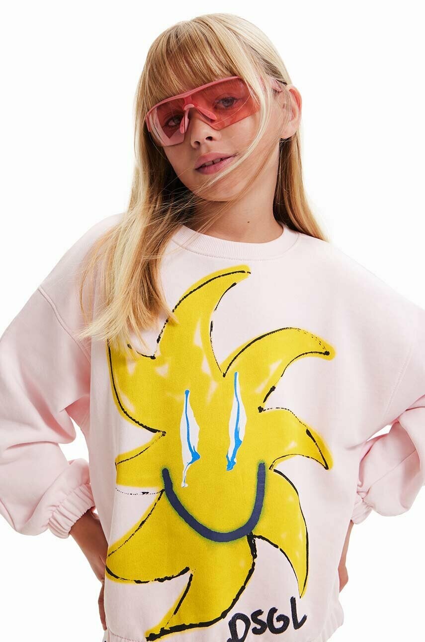 

Детская хлопковая кофта Desigual цвет розовый с принтом