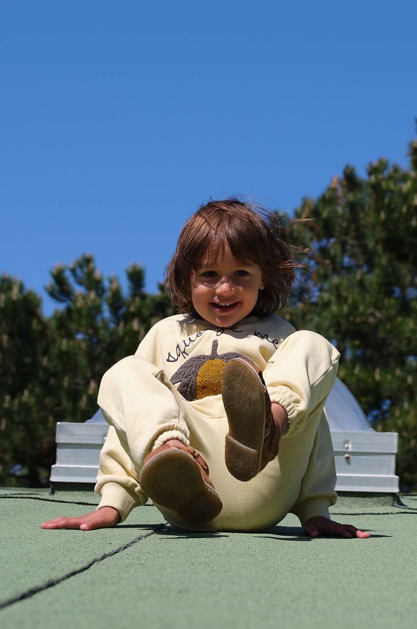 Dětská mikina Konges Sløjd béžová barva, s potiskem - béžová -  90 % Organická bavlna