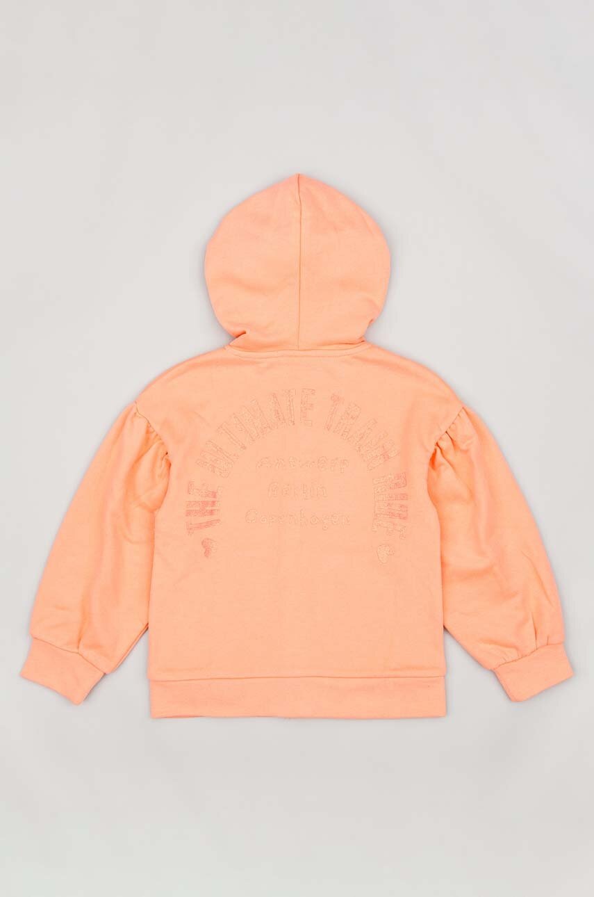 Детская хлопковая кофта zippy цвет оранжевый с капюшоном с принтом Детская хлопковая кофта zippy цвет оранжевый с капюшоном с принтом