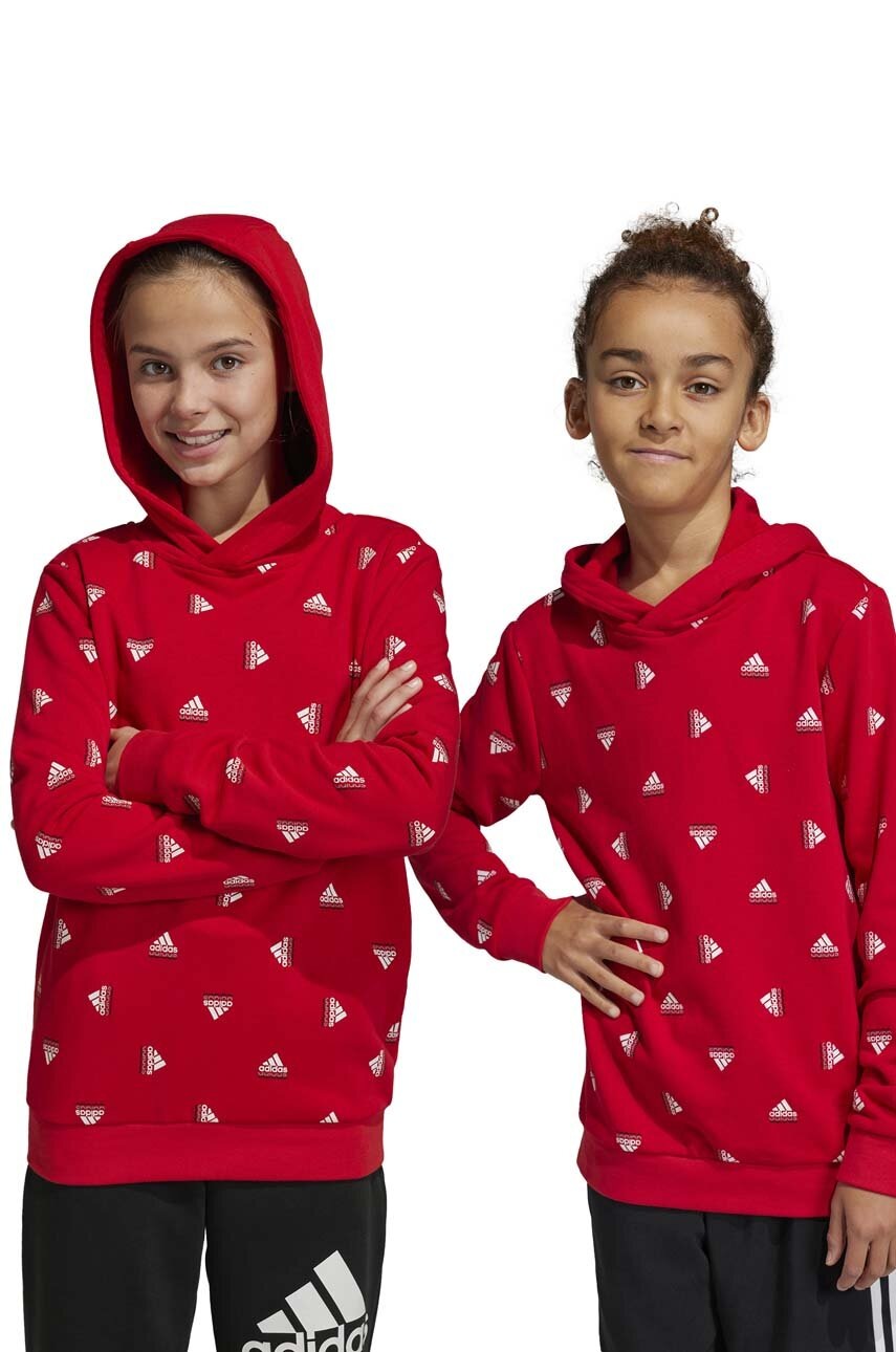 

Детская кофта adidas U BLUV HD цвет красный с капюшоном узор