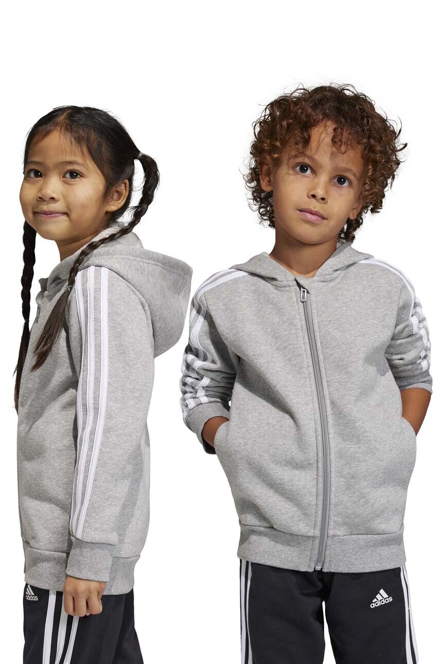 

Детская кофта adidas LK 3S FL FZ цвет серый с капюшоном меланж