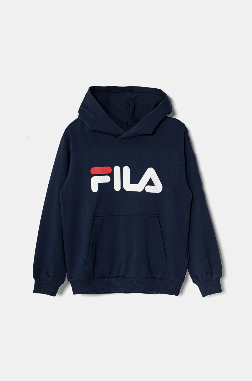 Fila bluza copii culoarea albastru marin, cu glugă, cu imprimeu