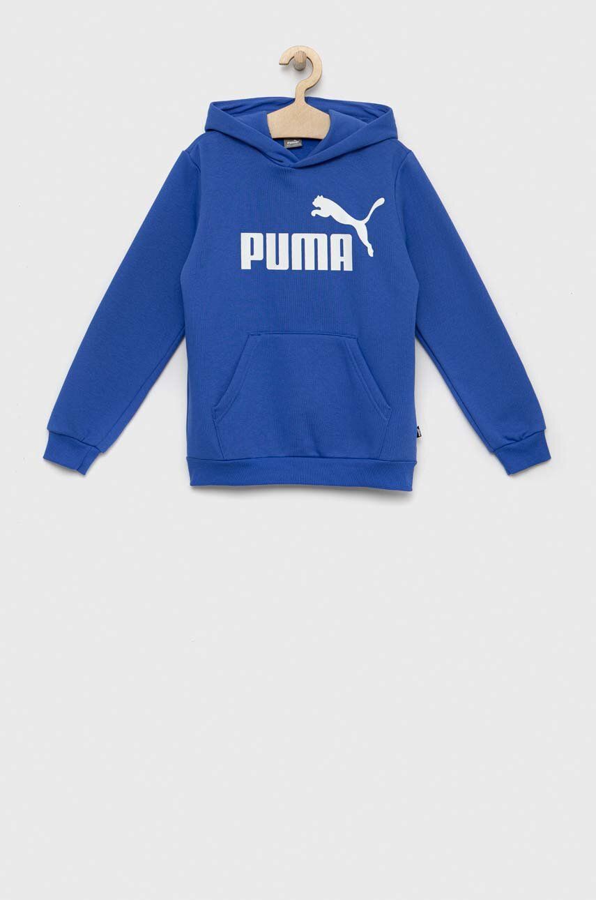 Dětská mikina Puma ESS Big Logo Hoodie FL B s kapucí, vzorovaná - modrá -  Hlavní materiál: 66 