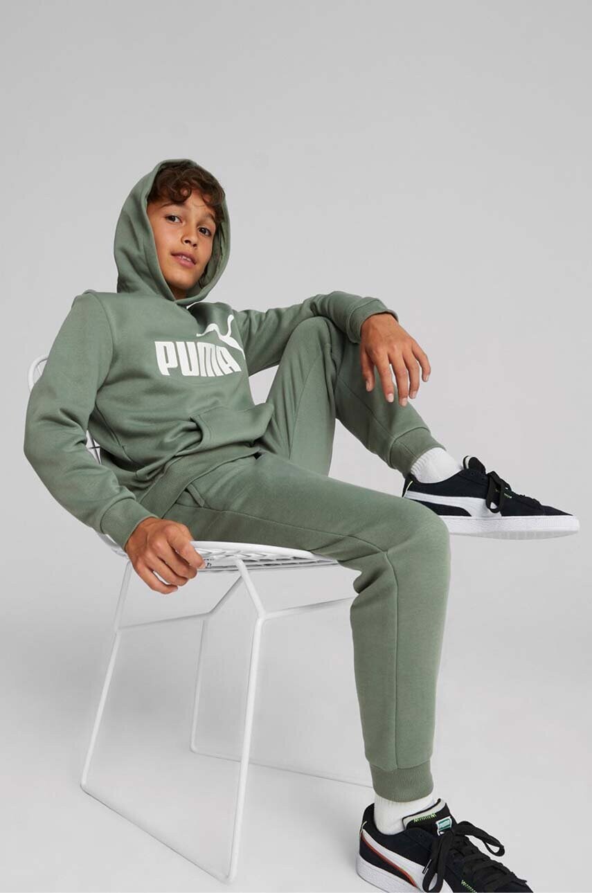 

Детски суичър Puma ESS Big Logo Hoodie FL B в зелено с качулка с десен, Зелен