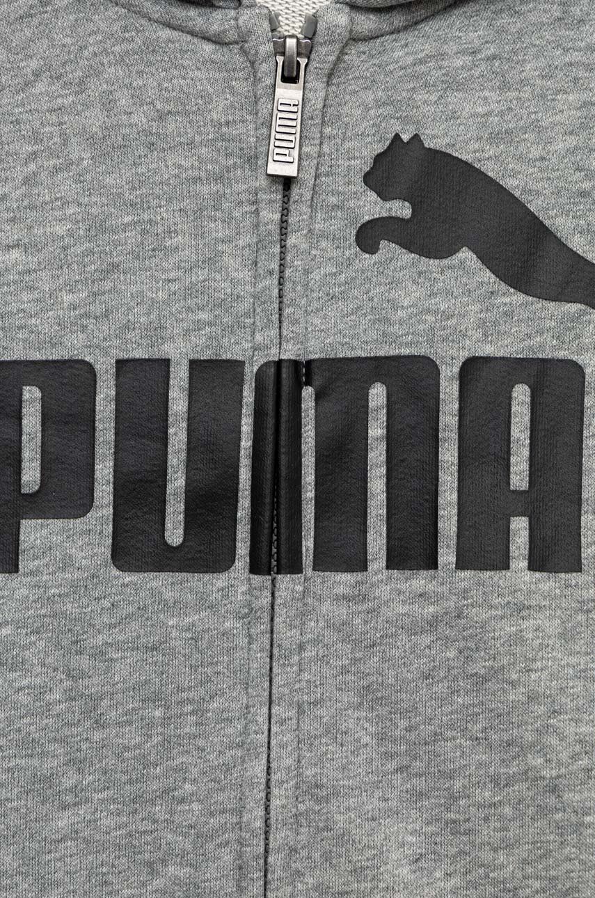 Puma Bluza Copii ESS Big Logo FZ Hoodie TR B Culoarea Gri, Cu Glugă, Modelator