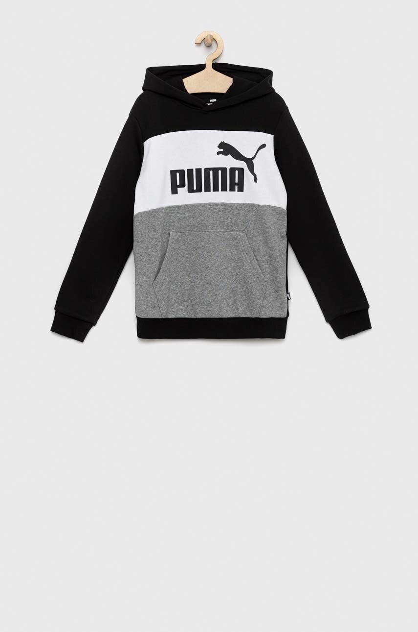 Детская кофта Puma ESS Colorblock Hoodie TR B цвет чёрный с капюшоном узор Детская кофта Puma ESS Colorblock Hoodie TR B цвет чёрный с капюшоном узор
