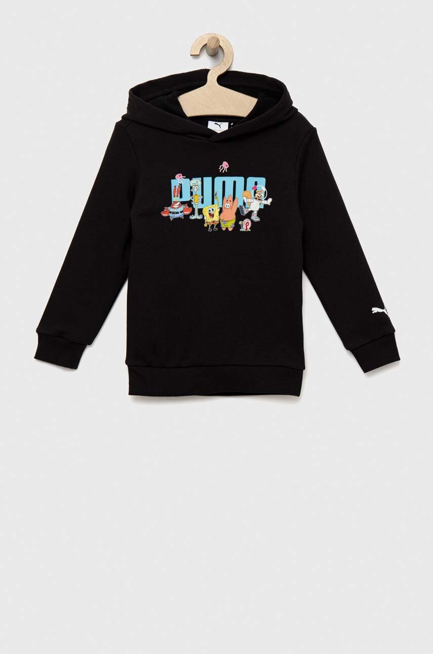 

Детская кофта Puma PUMA x SPONGEBOB Hoodie TR цвет чёрный с капюшоном с принтом