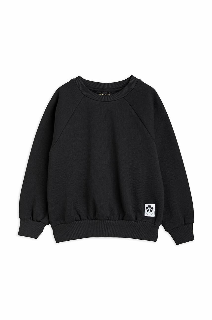 Mini Rodini hanorac de bumbac pentru copii culoarea negru, neted