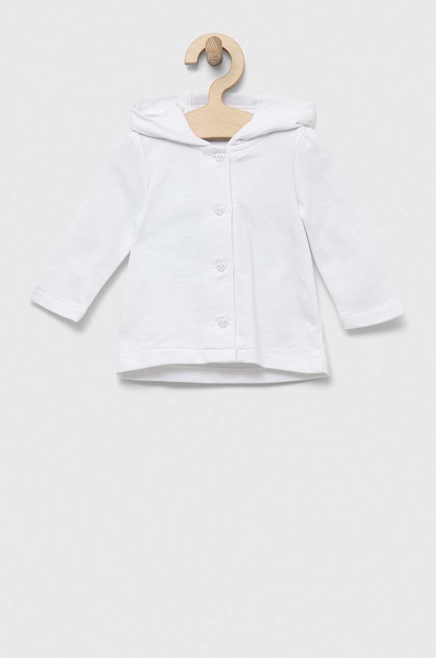 Levně Dětská bavlněná mikina OVS bílá barva, s kapucí, hladká