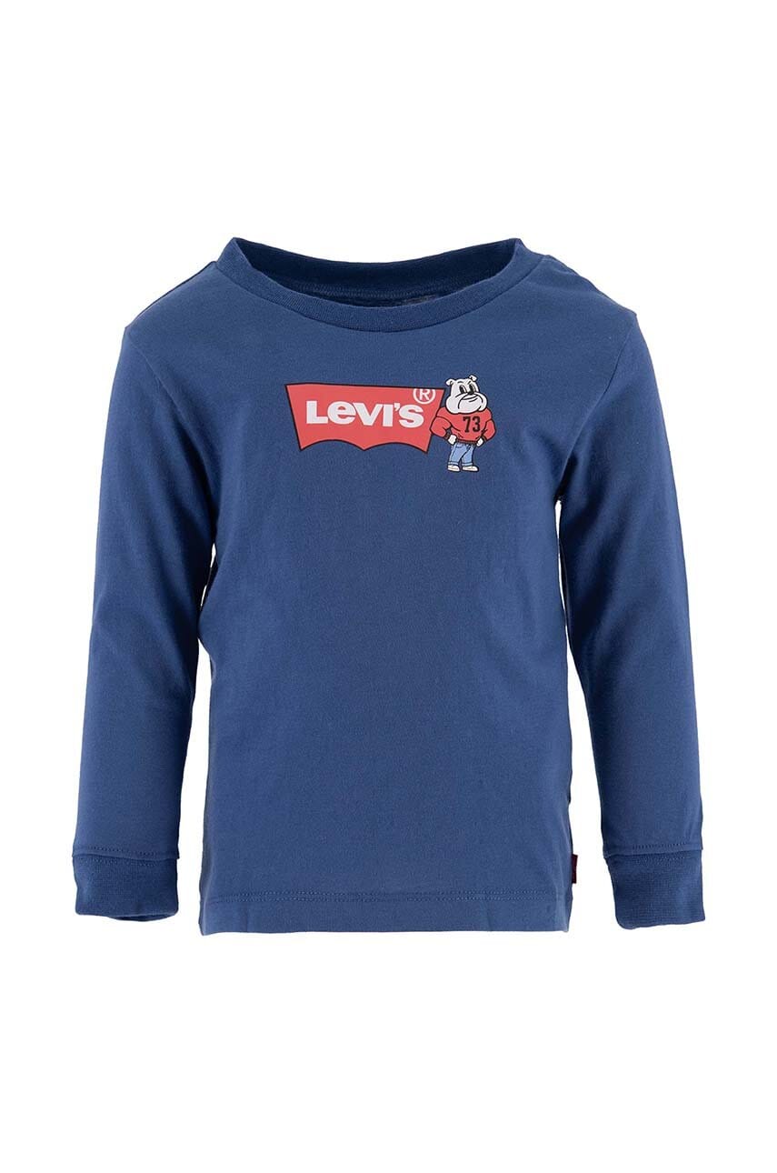 Levi's tricou de bumbac pentru bebelusi culoarea albastru marin, cu imprimeu
