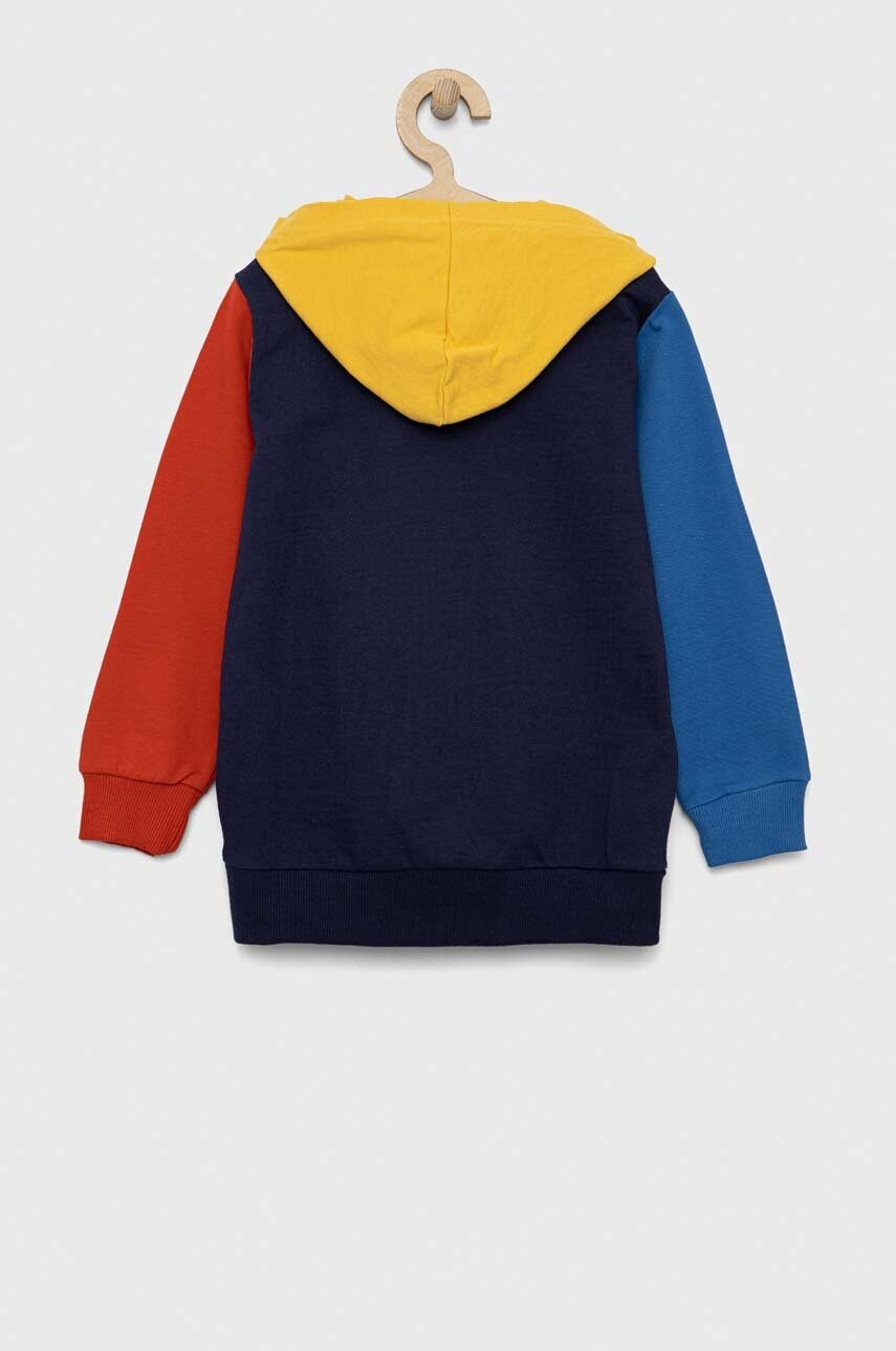

Дитяча бавовняна кофта United Colors of Benetton колір синій з капюшоном з принтом