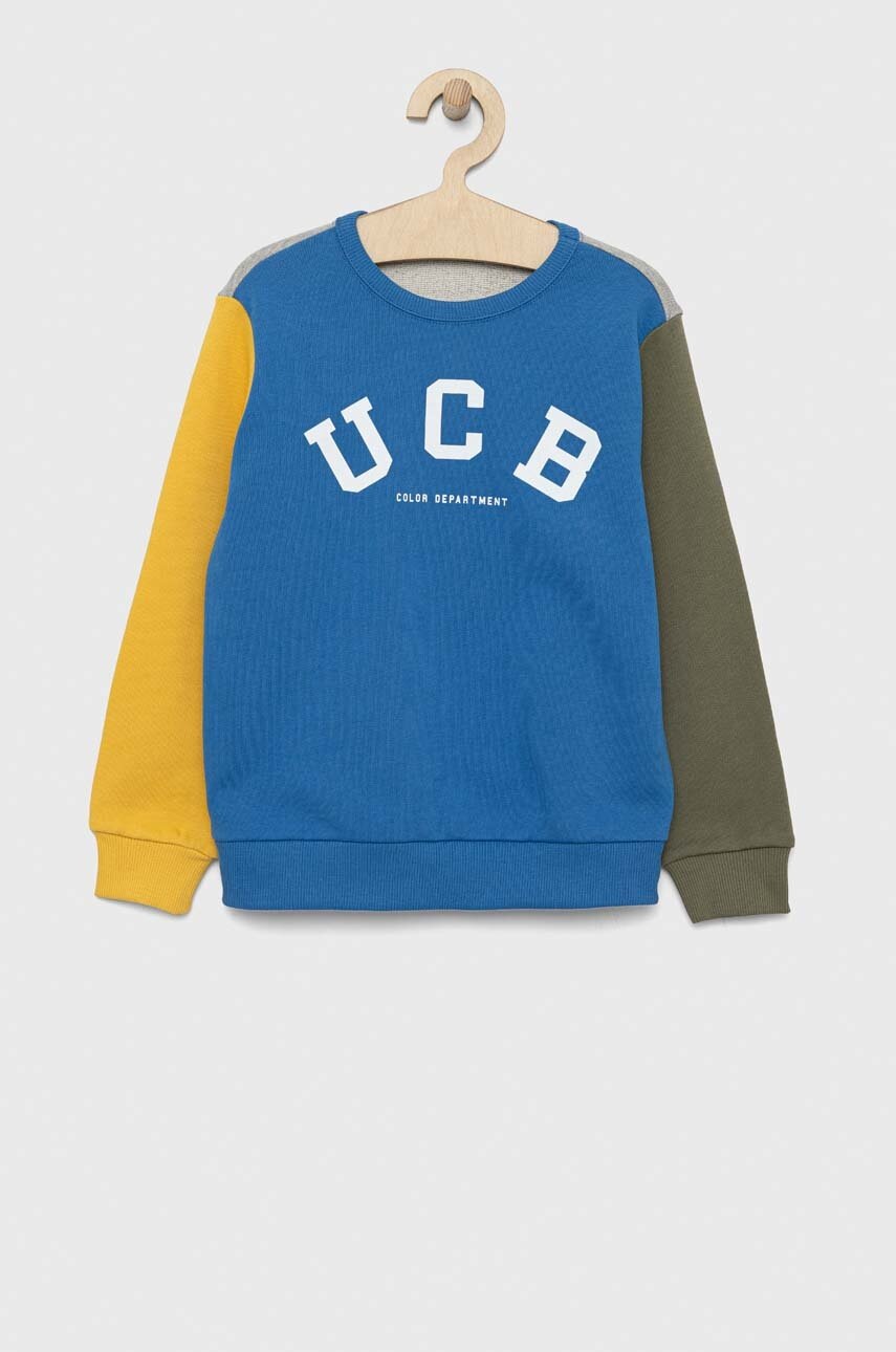 

Детски памучен суичър United Colors of Benetton в синьо с принт, Син