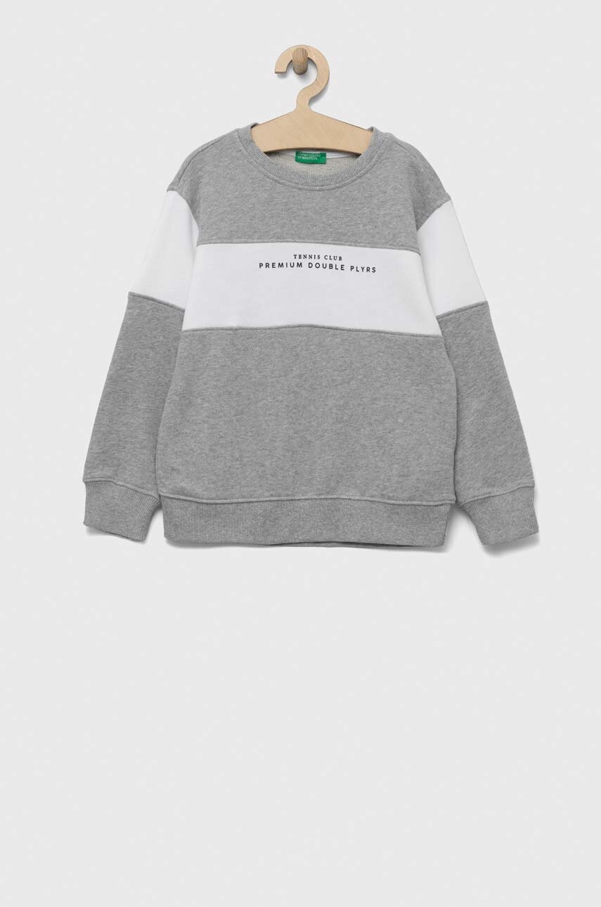 

Детская хлопковая кофта United Colors of Benetton цвет серый узор