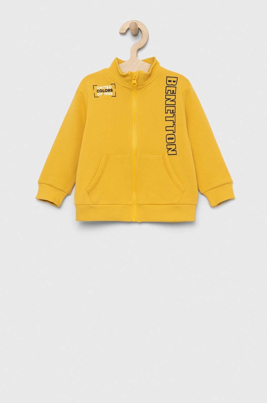 

Дитяча бавовняна кофта United Colors of Benetton колір жовтий з принтом