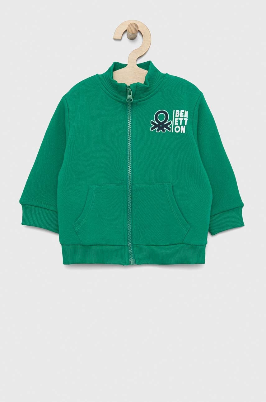 

Детски памучен суичър United Colors of Benetton в зелено с принт, Зелен