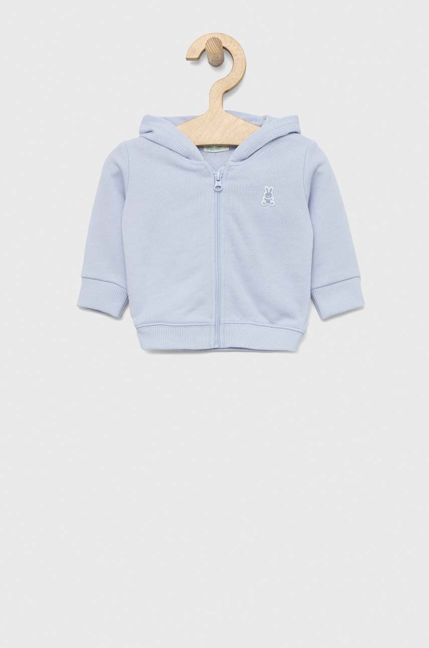 

Бавовняна кофта для немовлят United Colors of Benetton з капюшоном однотонна