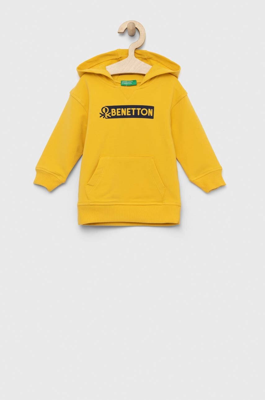 

Дитяча кофта United Colors of Benetton колір жовтий з капюшоном з принтом