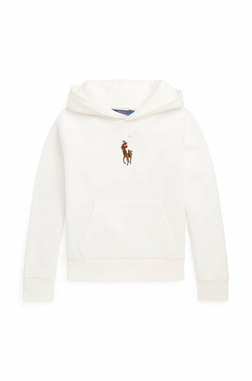 

Детская кофта Polo Ralph Lauren цвет белый с капюшоном однотонная