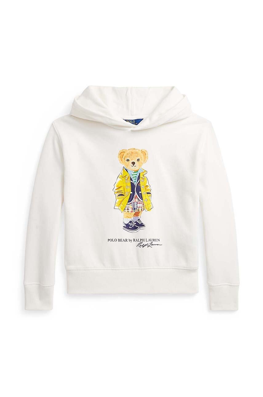 

Дитяча кофта Polo Ralph Lauren колір бежевий з капюшоном з принтом