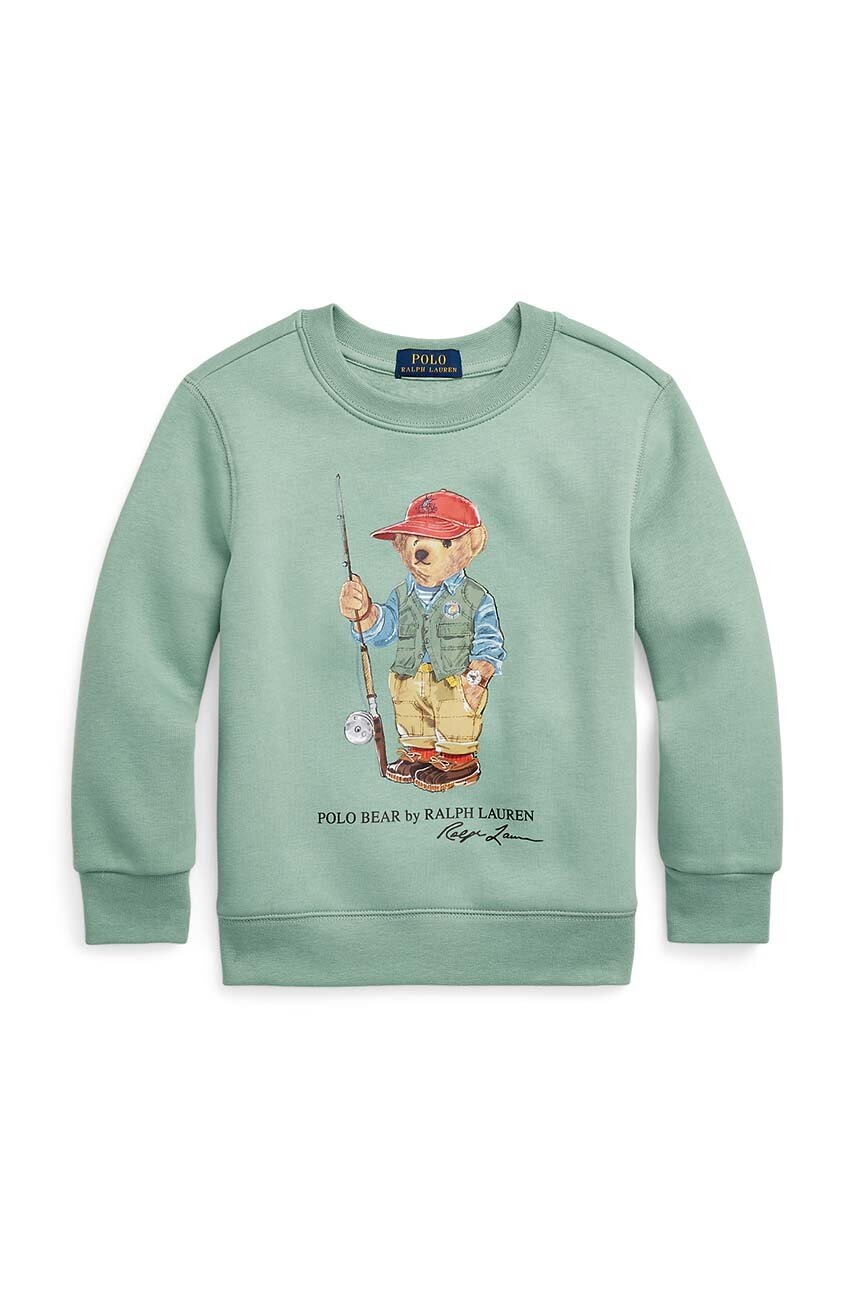 

Дитяча бавовняна кофта Polo Ralph Lauren колір зелений з принтом