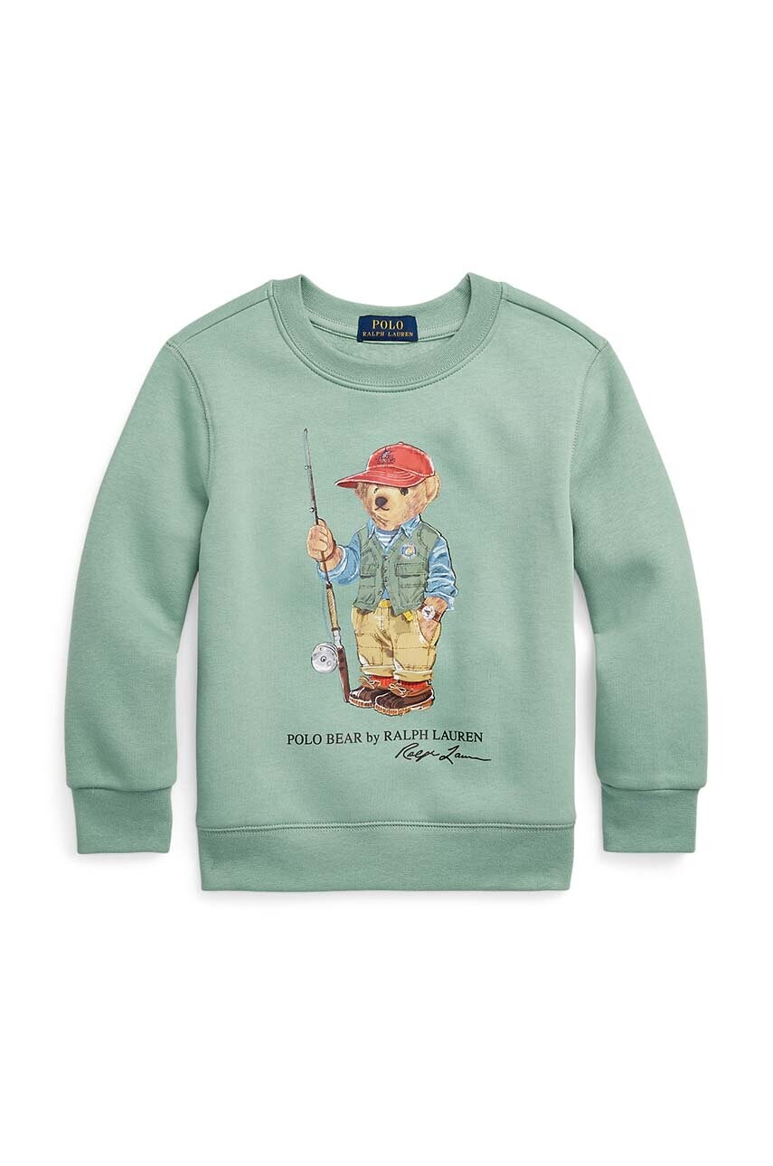 

Детская хлопковая кофта Polo Ralph Lauren цвет зелёный с принтом
