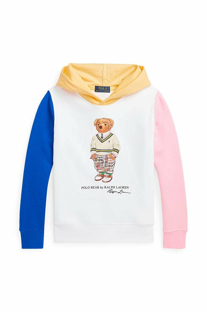 

Дитяча кофта Polo Ralph Lauren Колір білий з капюшоном з принтом