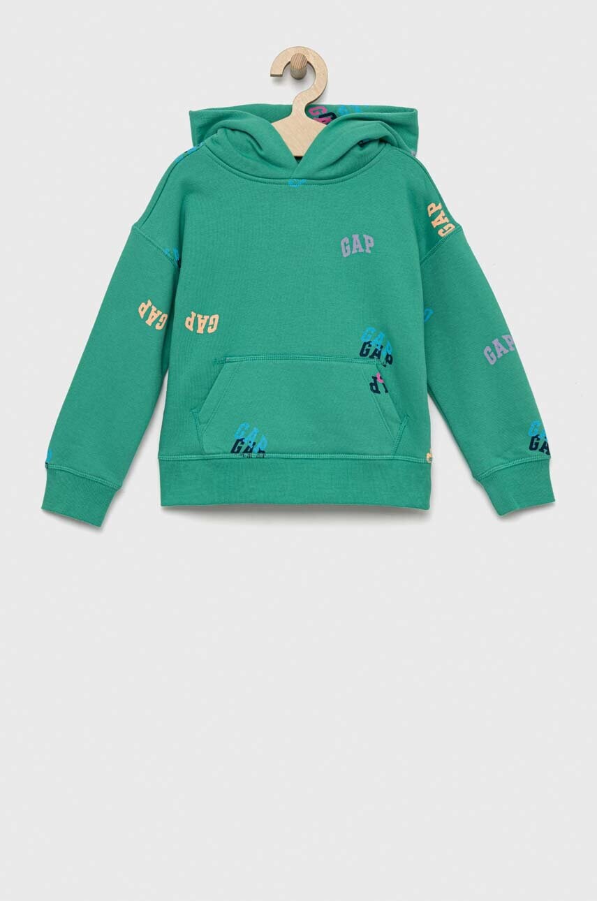 Gap bluza copii culoarea verde, cu glugă, modelator