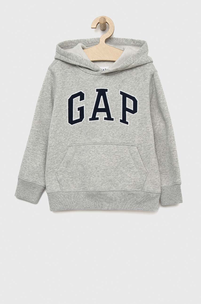 

Детски суичър GAP в сиво с качулка меланж на, Сив