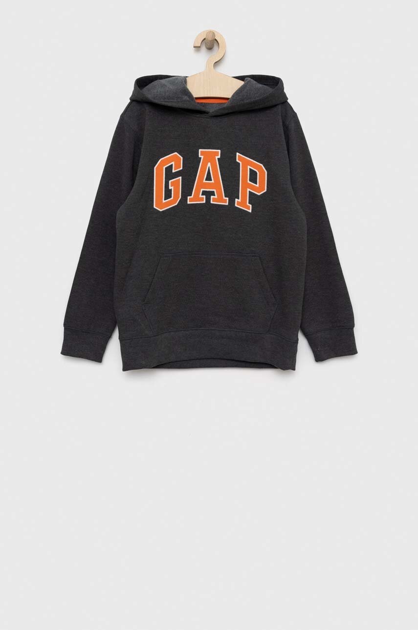

Детски суичър GAP в сиво с качулка меланж на, Сив