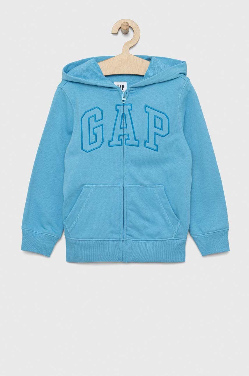 

Детски суичър GAP в синьо с качулка с апликация, Син