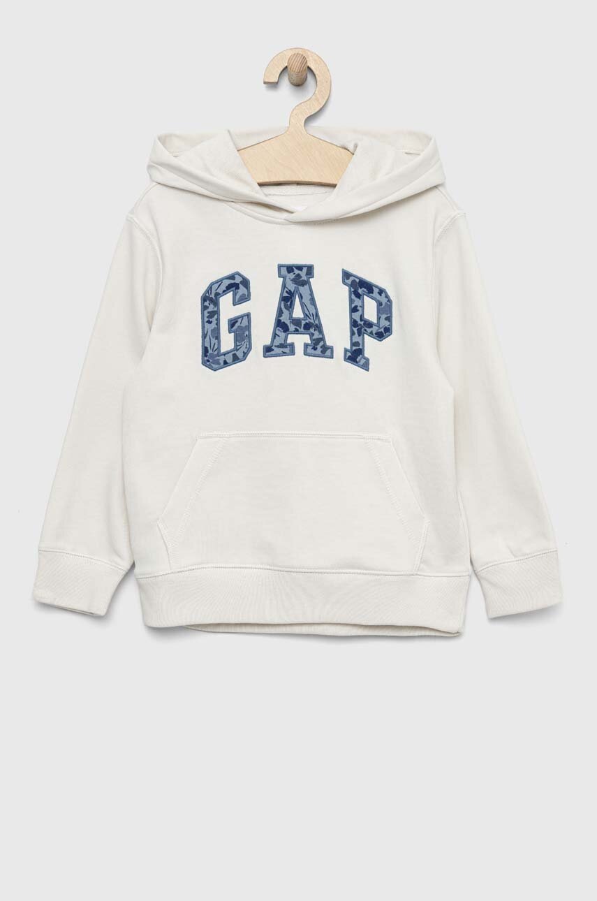 

Детски суичър GAP в сиво с качулка с апликация, Сив