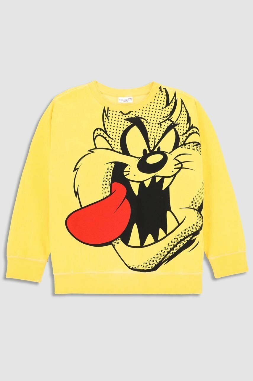 

Детская хлопковая кофта Coccodrillo x Looney Tunes цвет жёлтый с принтом