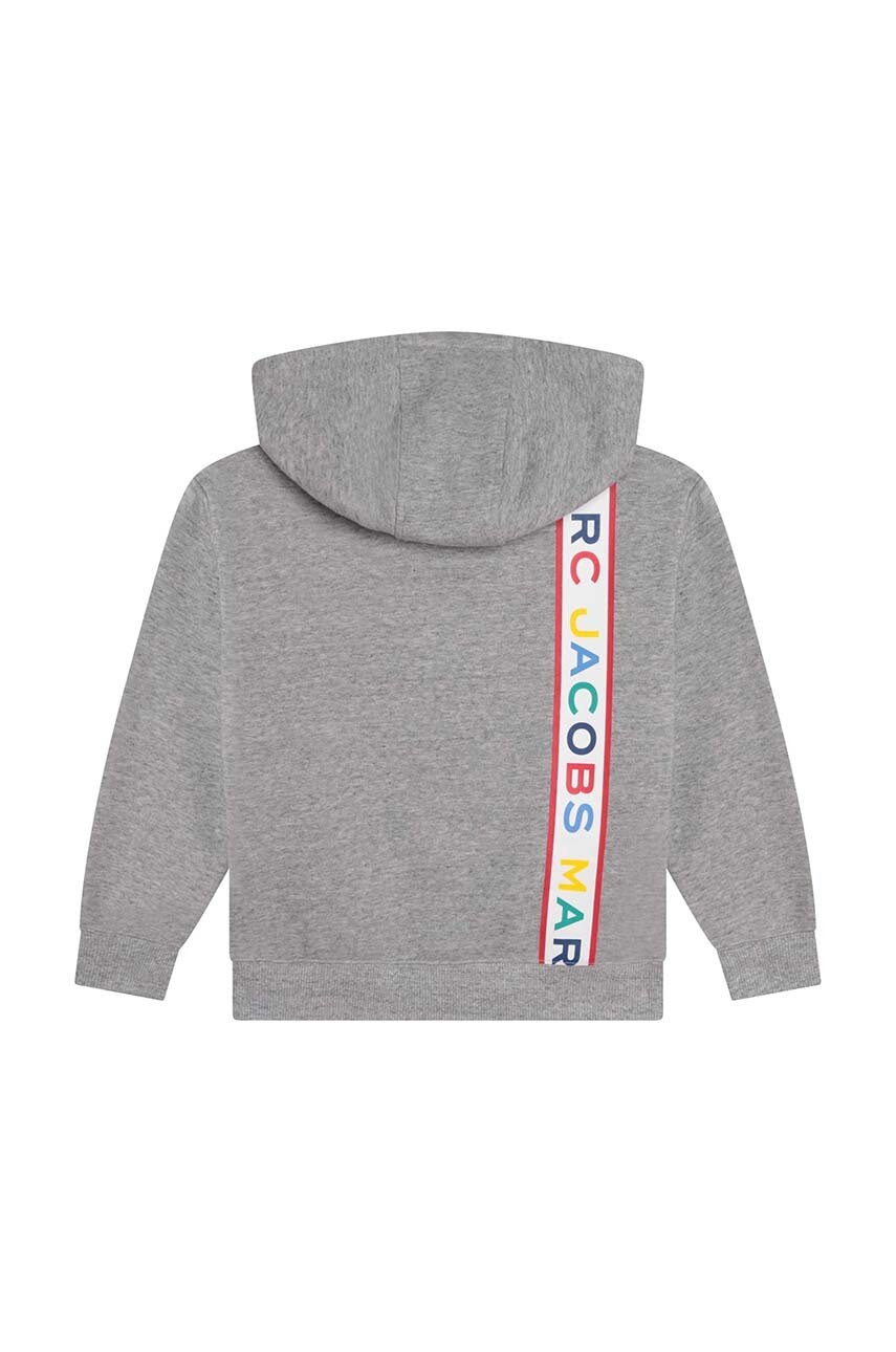 Дитяча кофта Marc Jacobs колір сірий з капюшоном з принтом