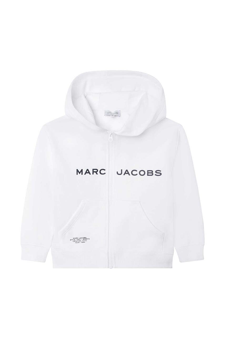 Marc Jacobs hanorac de bumbac pentru copii culoarea alb, cu glugă, cu imprimeu