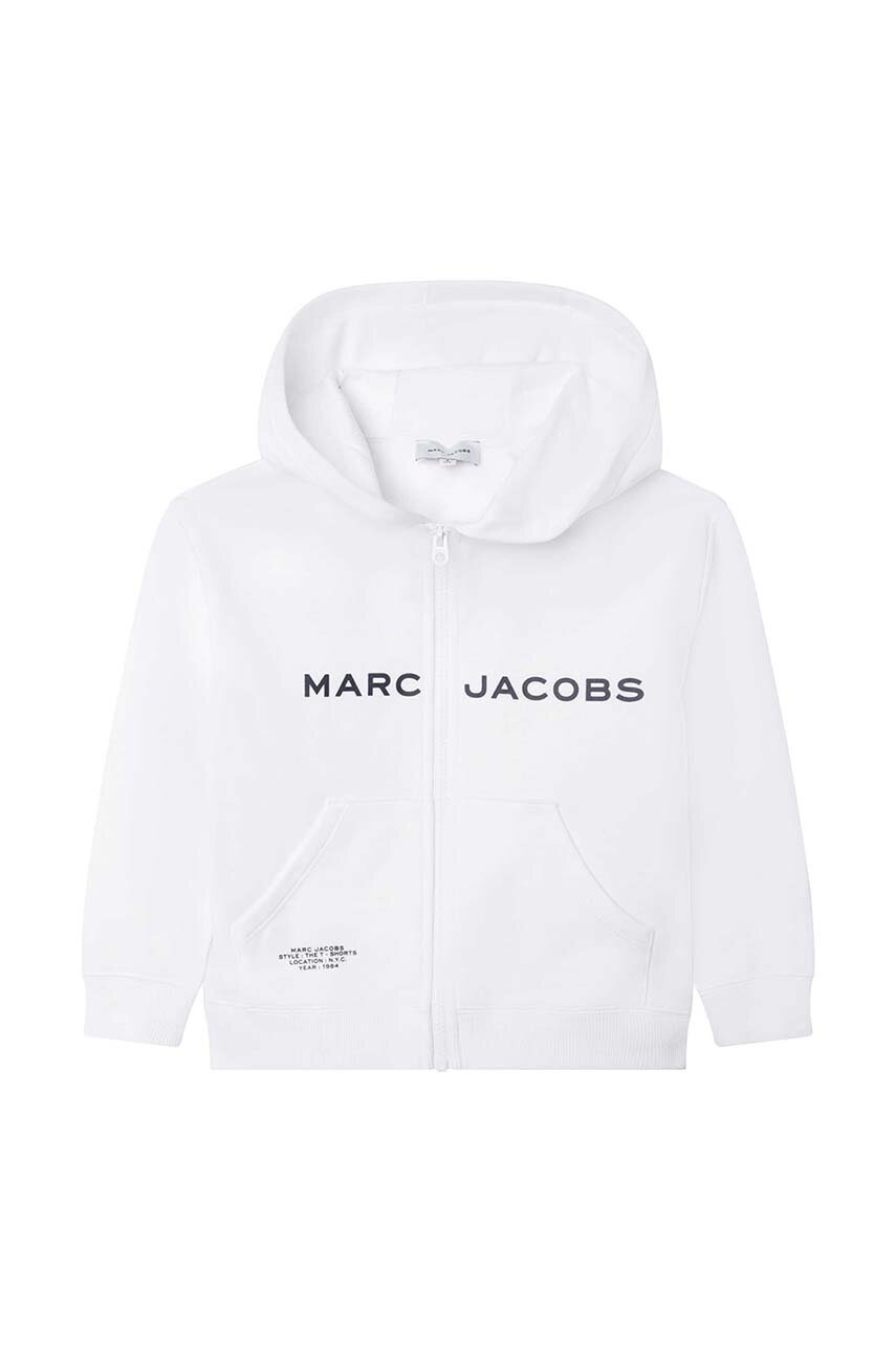 

Детская хлопковая кофта Marc Jacobs цвет белый с капюшоном с принтом