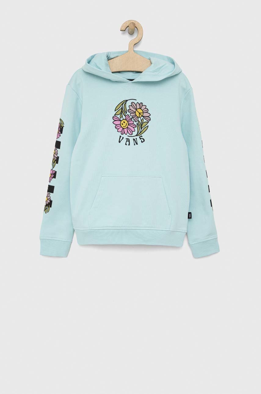 

Дитяча бавовняна кофта Vans ELEVATED MINDS HOODIE BLUE GLOW з капюшоном з принтом