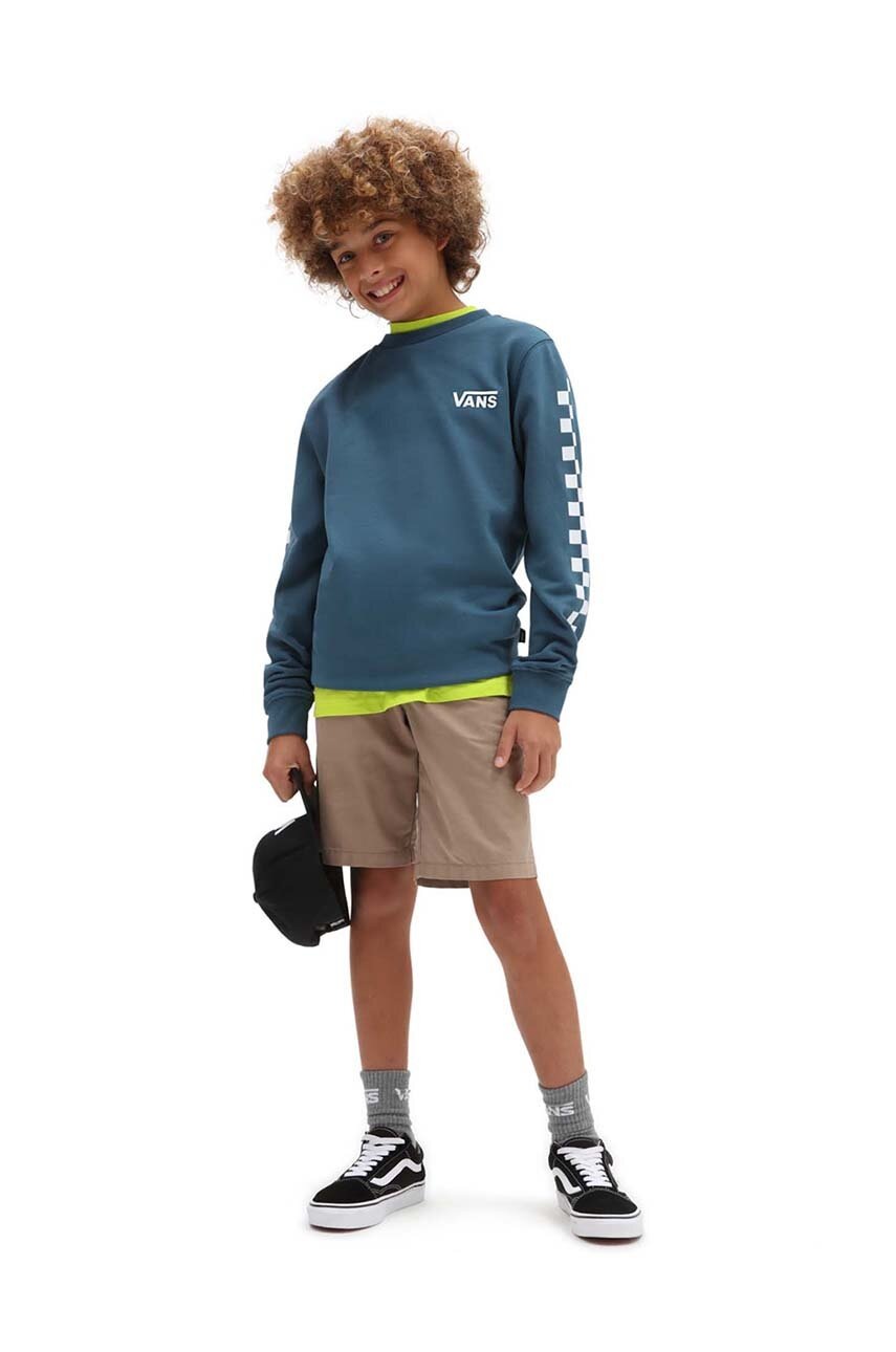 

Детски памучен суичър Vans BY EXPOSITION CHECK VANS TEAL в синьо с принт, Син