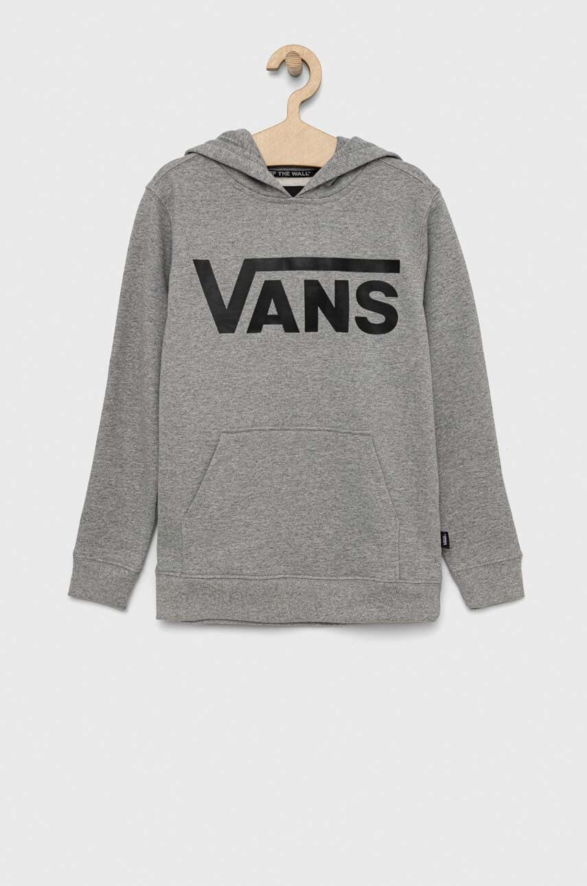Vans bluza copii BY VANS CLASSIC PO I CMNTHTHR/BLK culoarea gri, cu glugă, cu imprimeu
