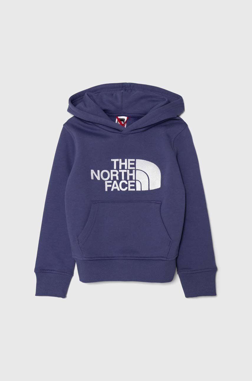 The North Face bluza copii cu glugă, cu imprimeu