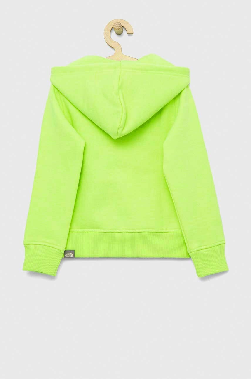 

Дитяча кофта The North Face колір зелений з капюшоном з принтом