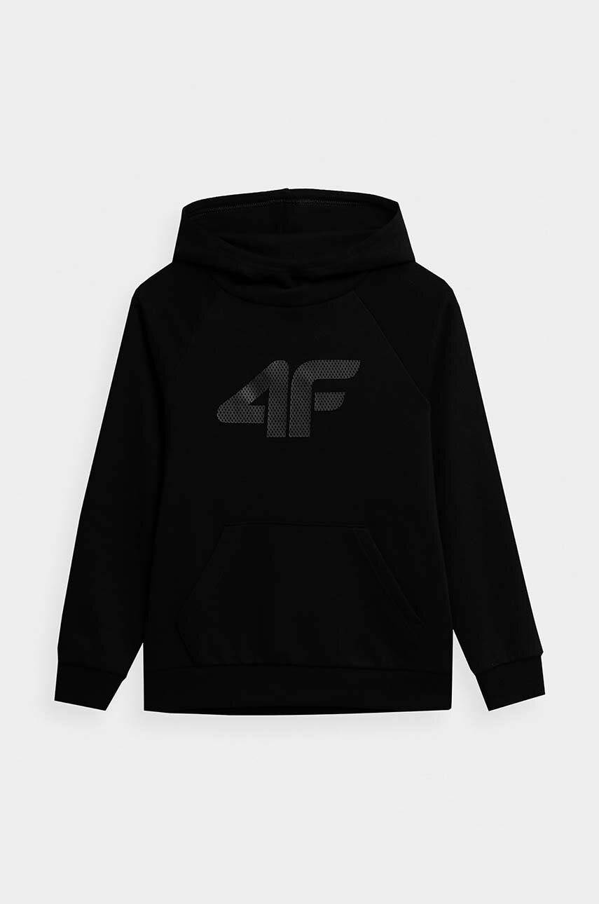 

Детская кофта 4F цвет чёрный с капюшоном с принтом