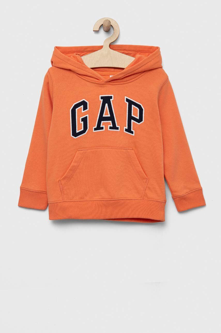 E-shop Dětská mikina GAP oranžová barva, s kapucí, s aplikací
