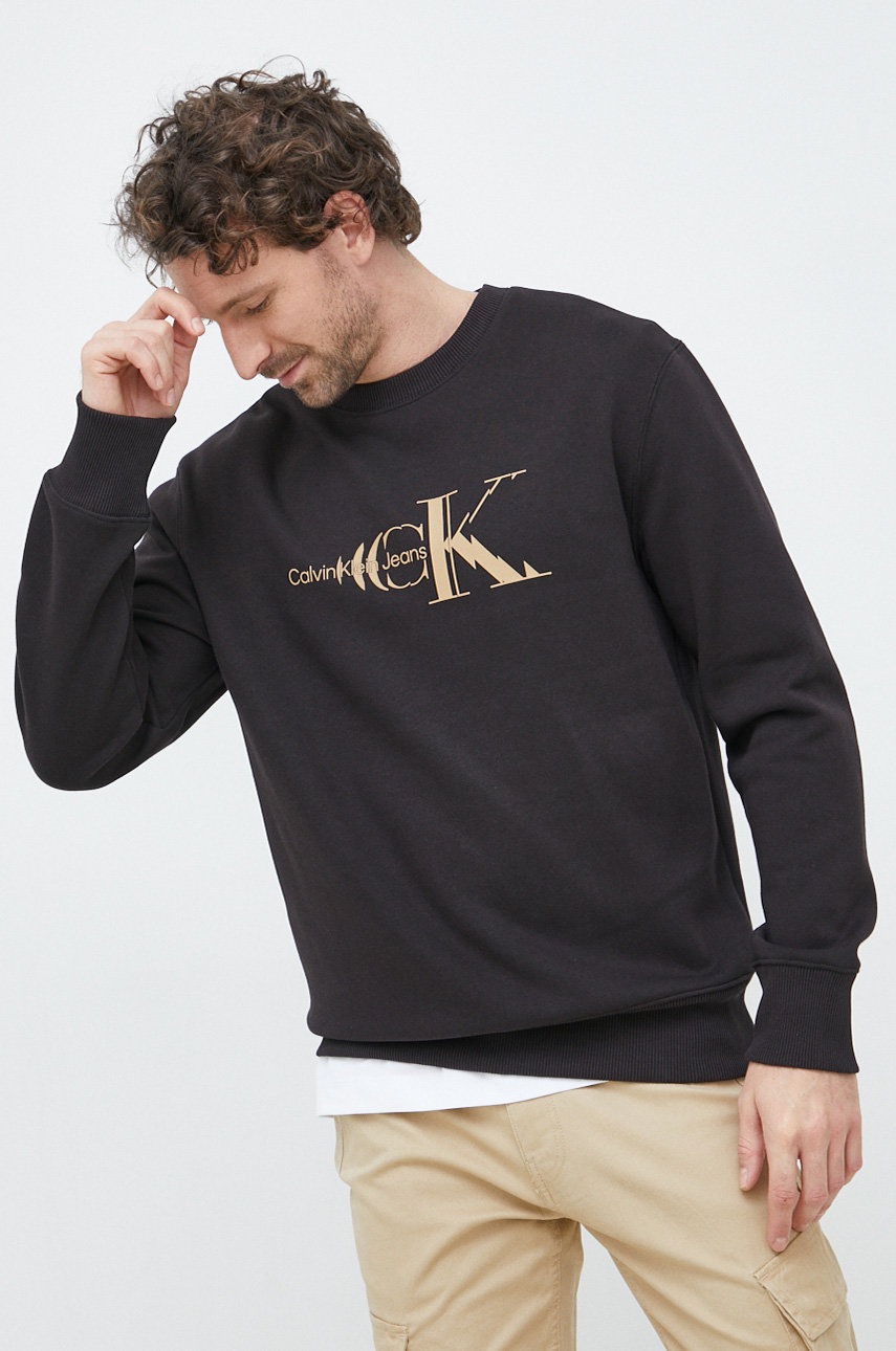

Суичър Calvin Klein Jeans в черно с принт, Черен